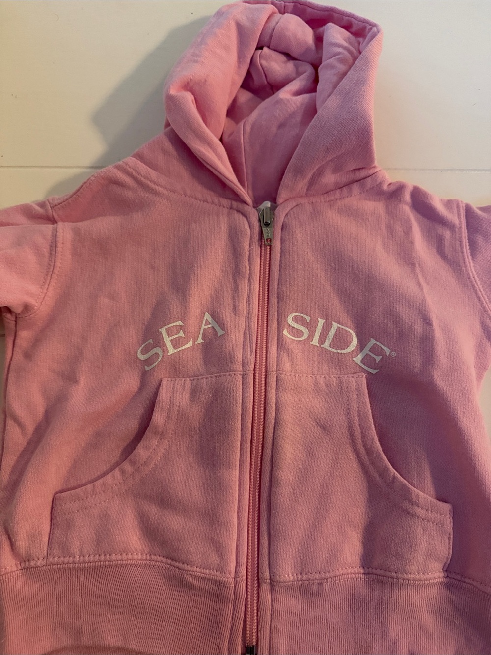 Girls Pink 'SEASIDE' Zip Front Hoodie - Cozy Hooded Jacket